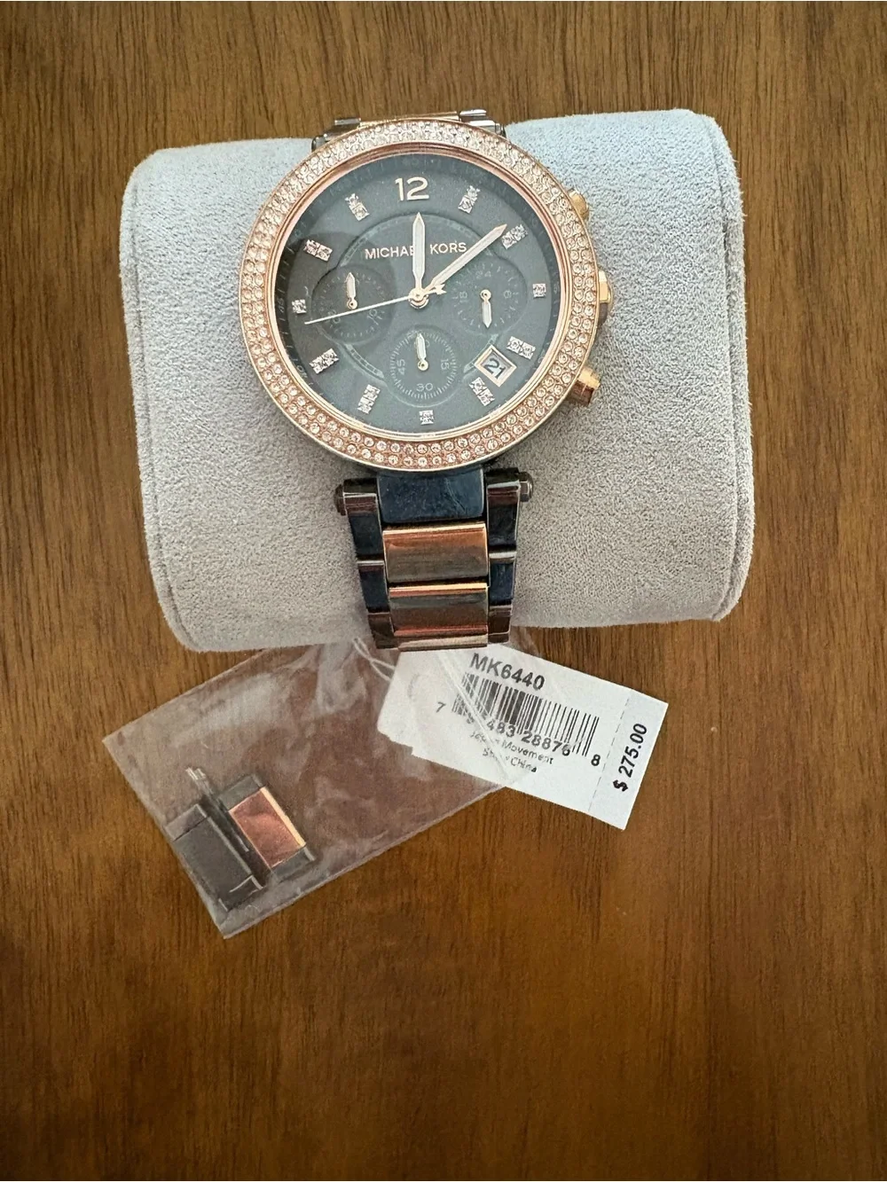 Michael Kors Rose Gold and Gunmetal Crystal-Accent Watch